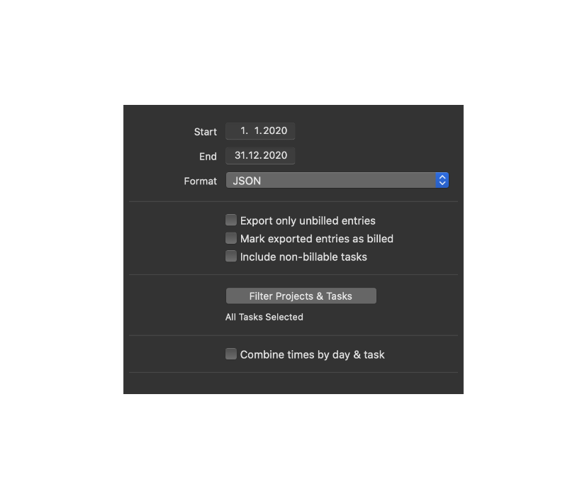 Tyme 3 JSON export